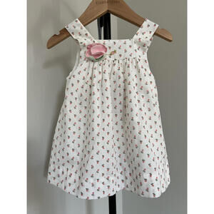 Vintage Handmade Floral Rosette Dress with 3D Pink Flower